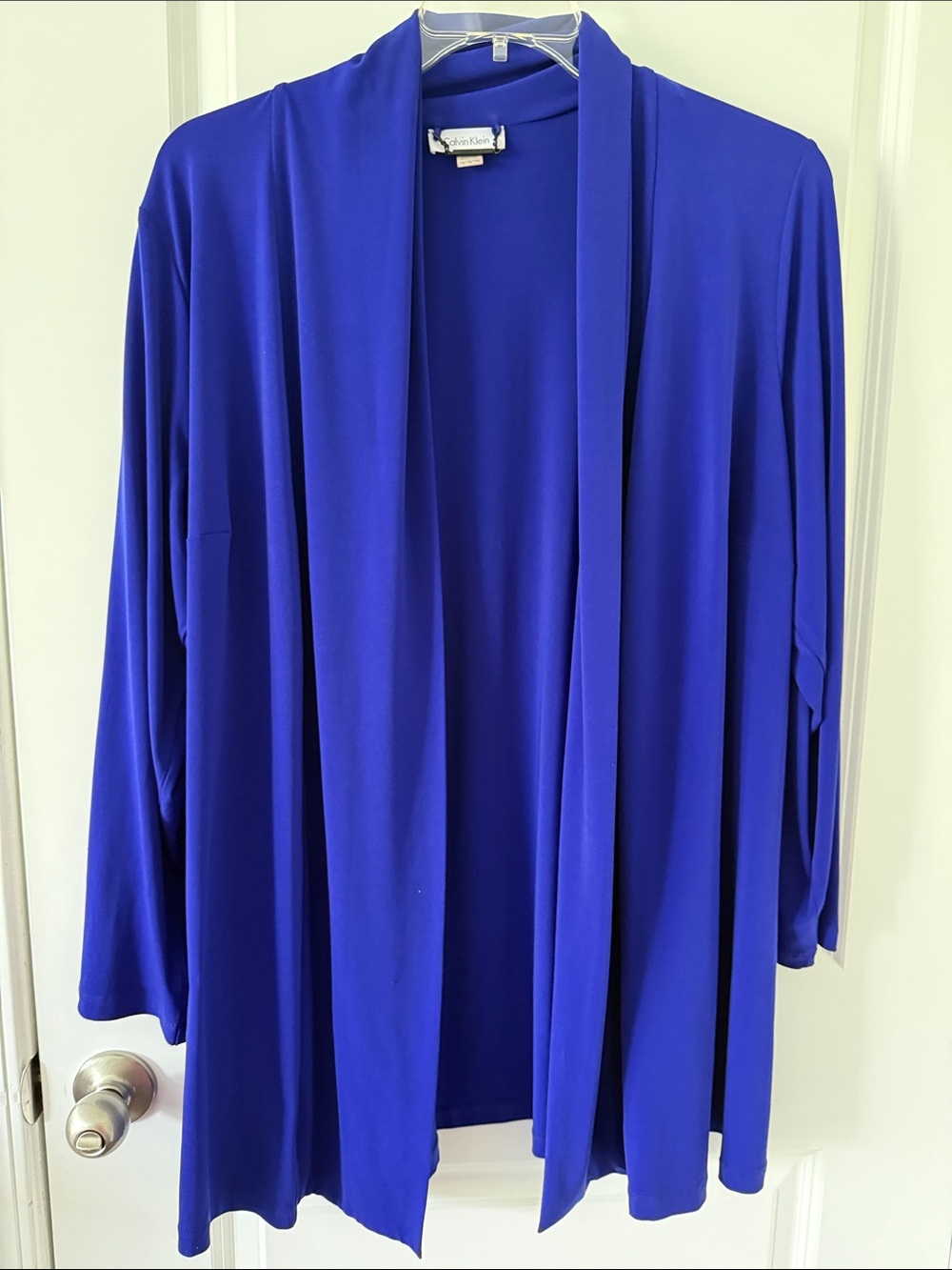Calvin Klein Cobalt Blue Open Front Draped Cardigan